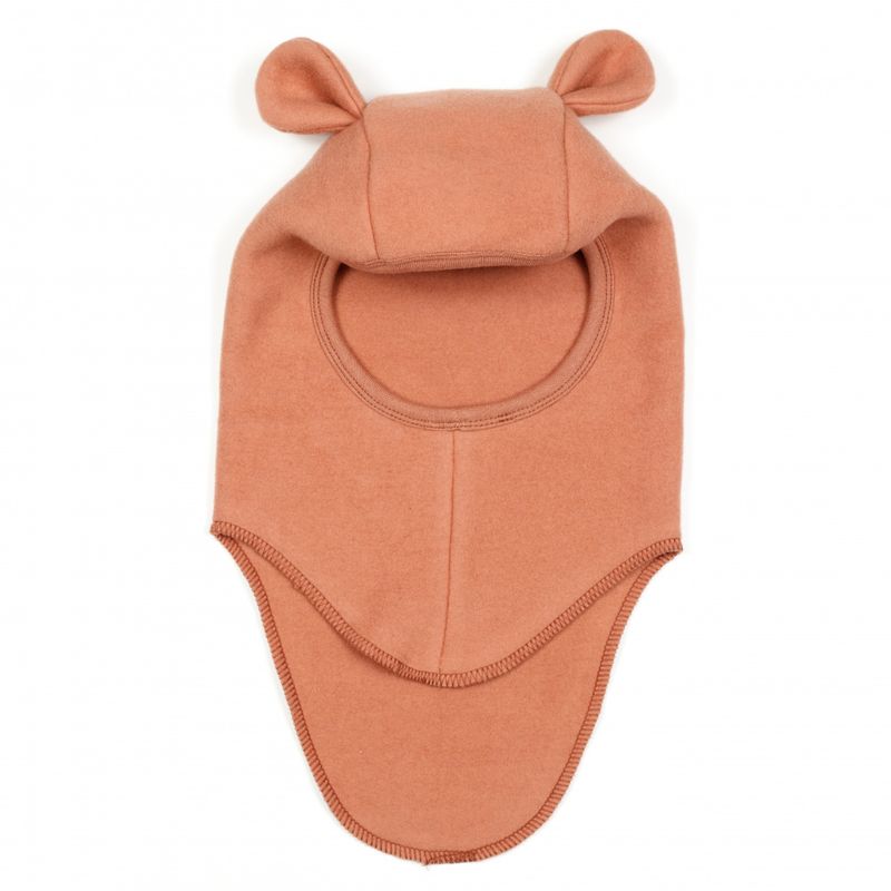 Huttelihut, Teddy bomullsfleece lue m/ører terracotta