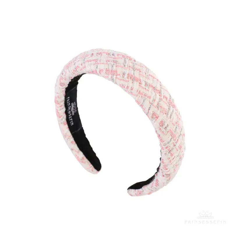 Prinsessefin tweed headband plaid pink silver