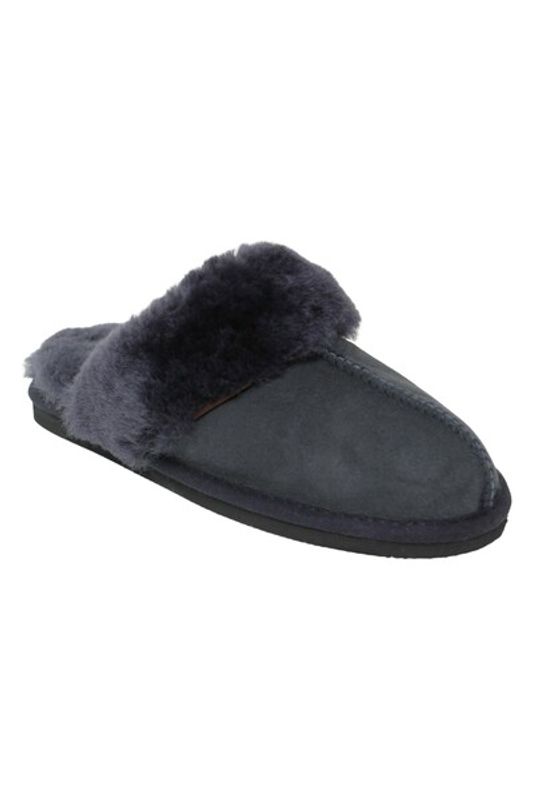LUNE lammeskinntøfler navy