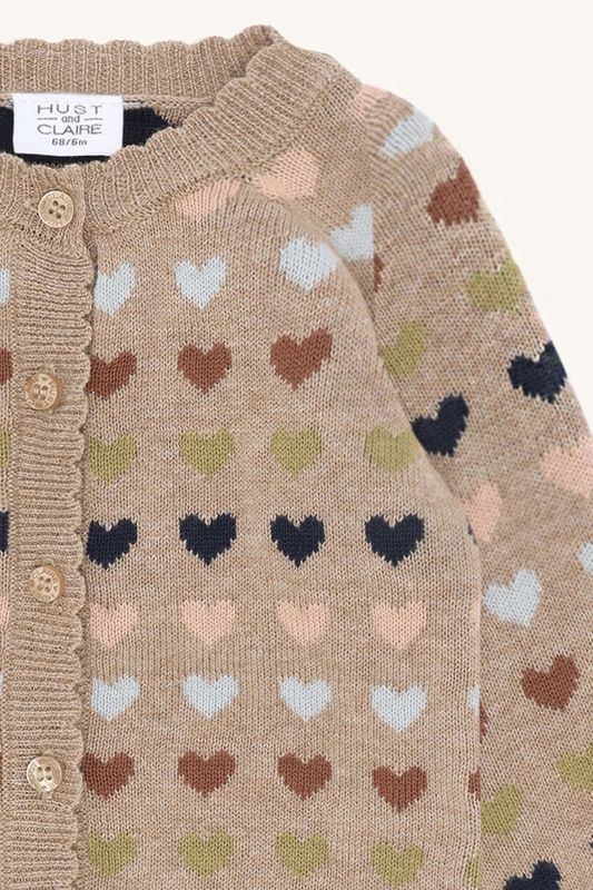 Hust & Claire Cilja cardigan winter hearts biscuit