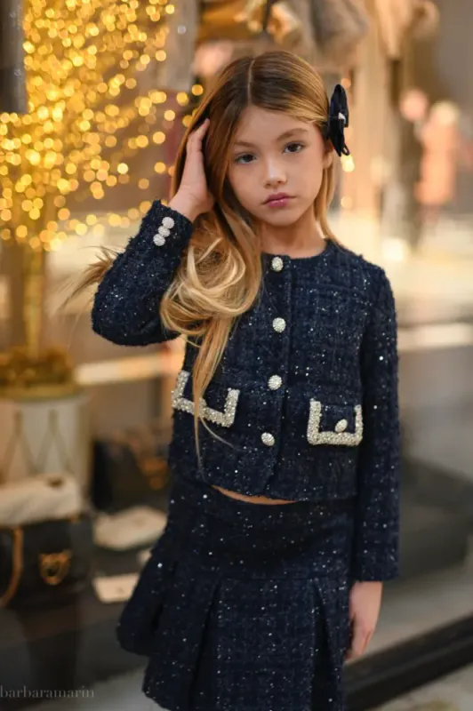 Prinsessefin Eleni tweed jakke navy