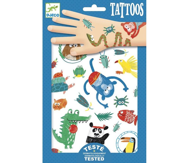 Djeco tattoveringer kule dyr blå