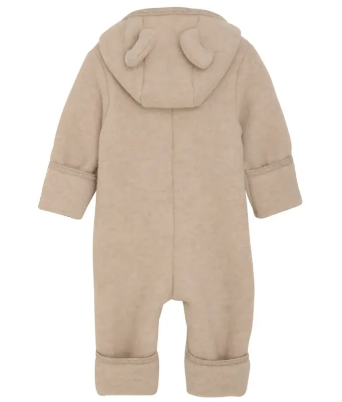 Huttelihut ullfleecedress m/kaninører camel melange